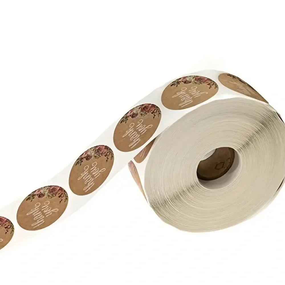 500pcs Kraft Paper Floral Thank You Stickers - Picture 3 of 5